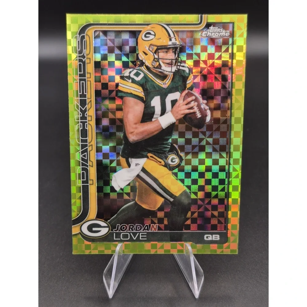 2025 Topps Chrome Jordan Love #109 Lime Green X-Fractor Green Bay Packers